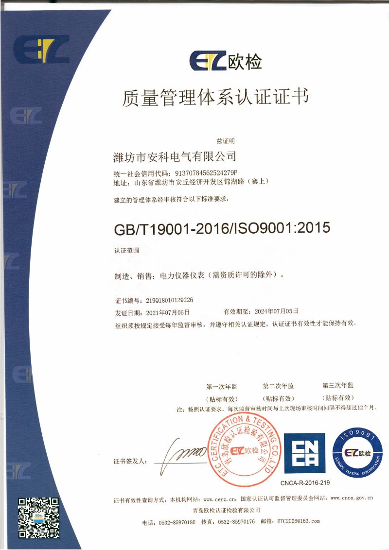  ISO9001质量体系认证 （中文）